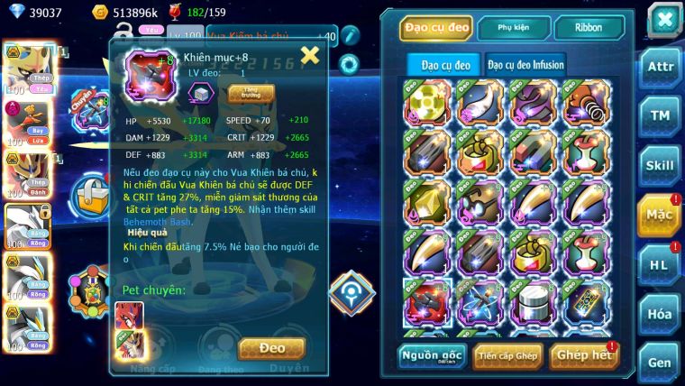 Mã : #TTS7032 - S968 - BXH: 20/PK9 - V15 - 1493S - 39K KC - Vua Kiếm & Khiên Bá Chủ Ho-oh Dnm Unvoa WB Bá Chủ Nhiều Pet Huyền Thoại