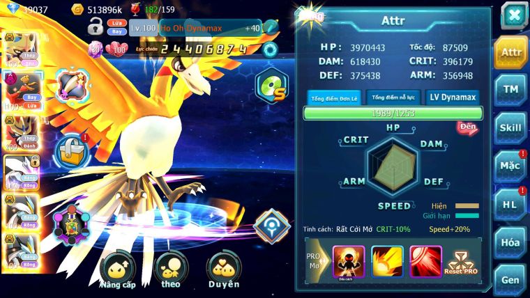 Mã : #TTS7032 - S968 - BXH: 20/PK9 - V15 - 1493S - 39K KC - Vua Kiếm & Khiên Bá Chủ Ho-oh Dnm Unvoa WB Bá Chủ Nhiều Pet Huyền Thoại