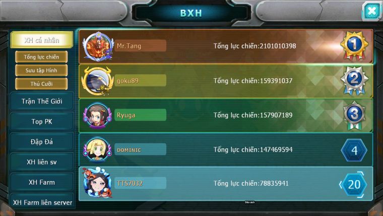 Mã : #TTS7032 - S968 - BXH: 20/PK9 - V15 - 1493S - 39K KC - Vua Kiếm & Khiên Bá Chủ Ho-oh Dnm Unvoa WB Bá Chủ Nhiều Pet Huyền Thoại