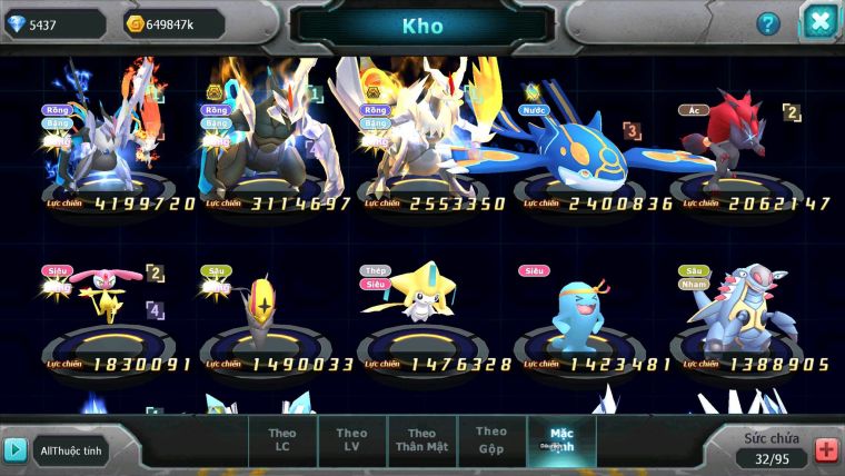 Mã : #TTS7045 - S1912 - V9 - Lugia Bá Chủ ST Mew giap Thần gió raikou nhiều pet huyền thoại