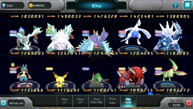 Mã : #TTS7045 - S1912 - V9 - Lugia Bá Chủ ST Mew giap Thần gió raikou nhiều pet huyền thoại