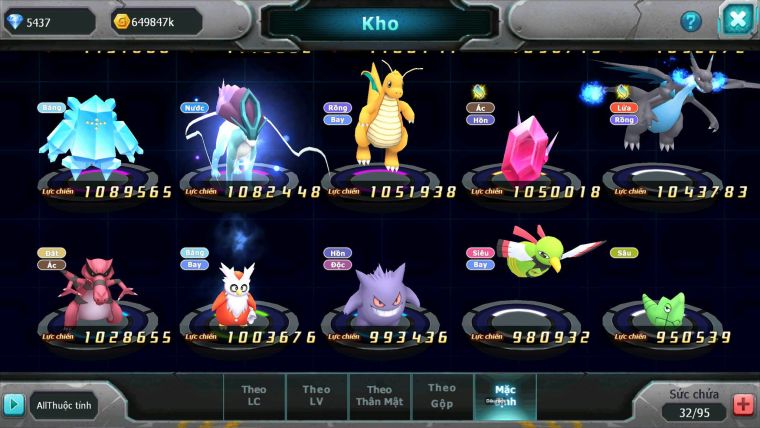 Mã : #TTS7045 - S1912 - V9 - Lugia Bá Chủ ST Mew giap Thần gió raikou nhiều pet huyền thoại