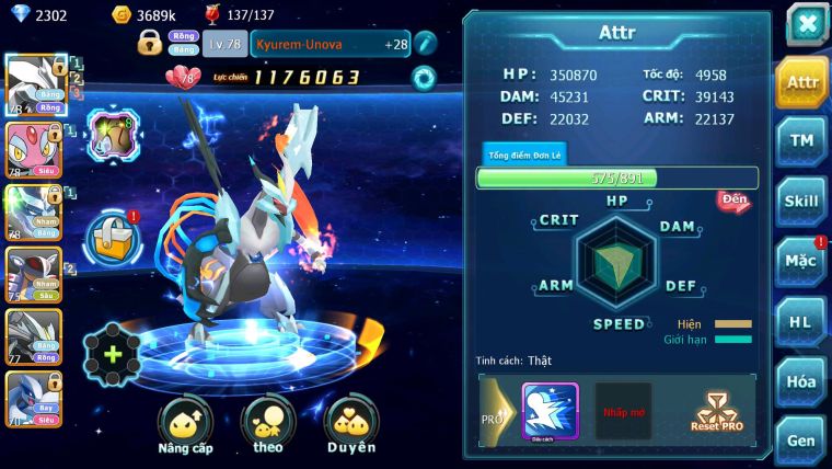 Mã : #TTS7051 - S1921 - 475S - BXH : 49 - Unvoa Mes Rắn Băng Armdlo Lugia lati
