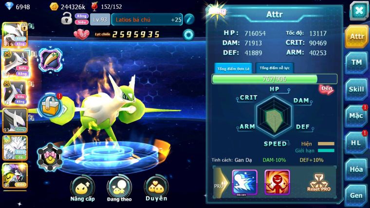 Mã : #TTS7052 - S1858 - BXH : 9 - Unvoa Cặp Lati bá chủ st raikou lugia victini