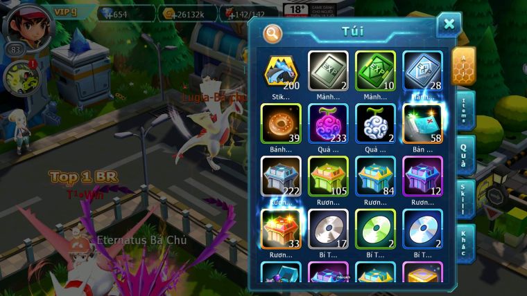 Mã : #TTS7057 - S1912 - V9 - Lugia bá chủ st mew giáp thần gió nhiều pet ht