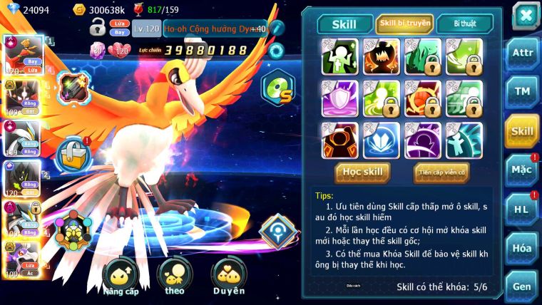 Mã : #TTS7059 - S876 - BXH : 16 - V15 - 26K KC - Ho-oh White CHD ZFlare Bá Chủ Z100 CH Black Dnm Drak ho-oh bá chủ nhiều pet ht