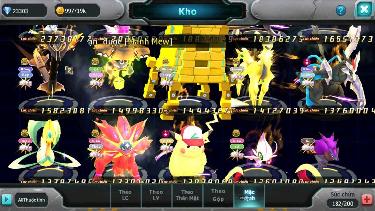 Mã : #TTS7068 - S179 - V18 -  BXH: 3 - Top3-4/C3 - 2K Sách - Diancie & Ho-oh & Palki Max Trạng Thái LC Khủng Z100 + Kyurem Viện Trợ Build Khỏe