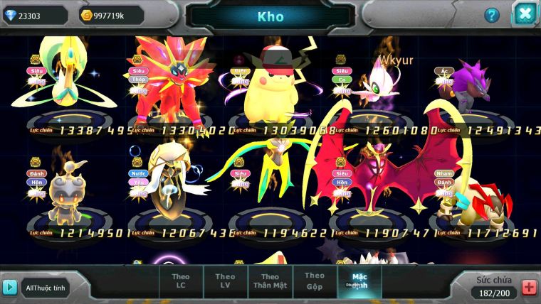 Mã : #TTS7068 - S179 - V18 -  BXH: 3 - Top3-4/C3 - 2K Sách - Diancie & Ho-oh & Palki Max Trạng Thái LC Khủng Z100 + Kyurem Viện Trợ Build Khỏe
