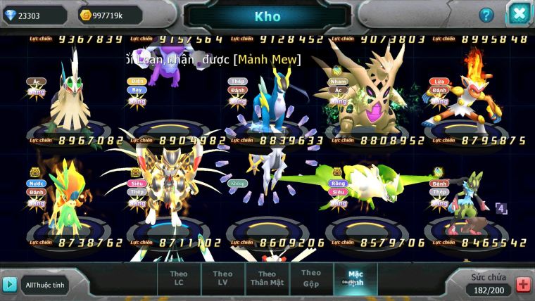 Mã : #TTS7068 - S179 - V18 -  BXH: 3 - Top3-4/C3 - 2K Sách - Diancie & Ho-oh & Palki Max Trạng Thái LC Khủng Z100 + Kyurem Viện Trợ Build Khỏe