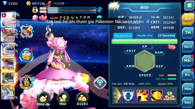 Mã : #TTS7068 - S179 - V18 -  BXH: 3 - Top3-4/C3 - 2K Sách - Diancie & Ho-oh & Palki Max Trạng Thái LC Khủng Z100 + Kyurem Viện Trợ Build Khỏe