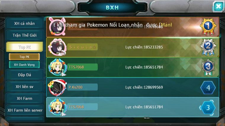 Mã : #TTS7068 - S179 - V18 -  BXH: 3 - Top3-4/C3 - 2K Sách - Diancie & Ho-oh & Palki Max Trạng Thái LC Khủng Z100 + Kyurem Viện Trợ Build Khỏe