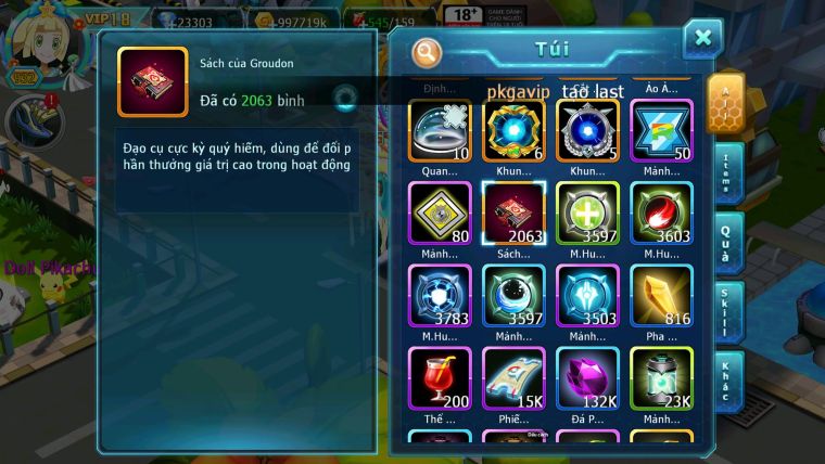 Mã : #TTS7068 - S179 - V18 -  BXH: 3 - Top3-4/C3 - 2K Sách - Diancie & Ho-oh & Palki Max Trạng Thái LC Khủng Z100 + Kyurem Viện Trợ Build Khỏe