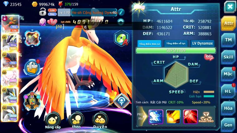 Mã : #TTS7069 - S1639 - V14 : BXH : 22 - 23K KC - Ho-oh CHD Full SS - Miraidon Bá Chủ Yvetal Bc Diancie Nhiều Pet Bá Chủ