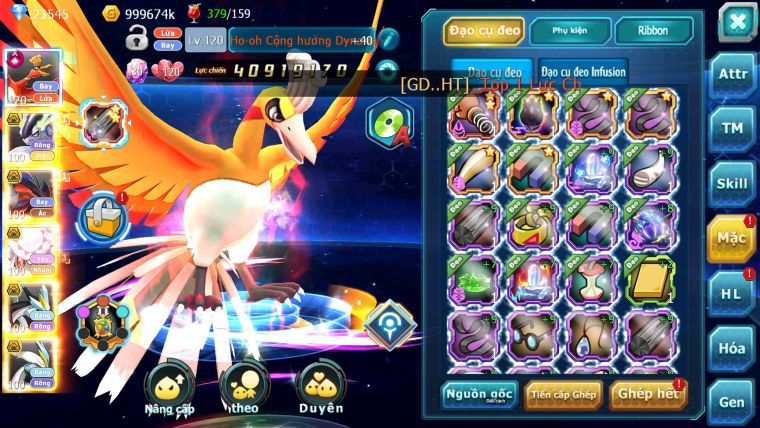 Mã : #TTS7069 - S1639 - V14 : BXH : 22 - 23K KC - Ho-oh CHD Full SS - Miraidon Bá Chủ Yvetal Bc Diancie Nhiều Pet Bá Chủ