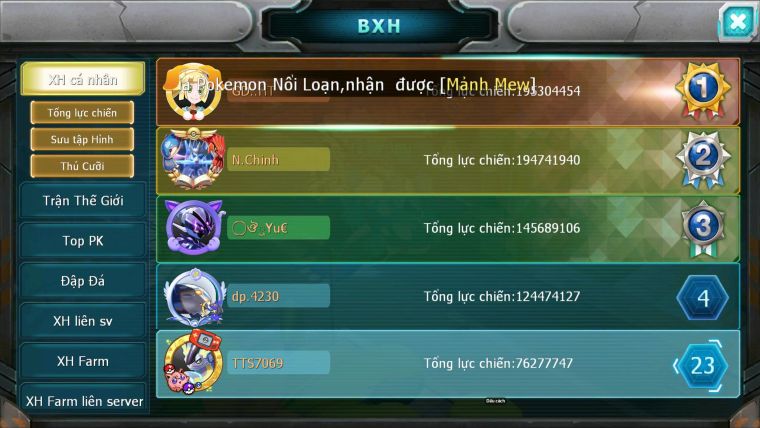 Mã : #TTS7069 - S1639 - V14 : BXH : 22 - 23K KC - Ho-oh CHD Full SS - Miraidon Bá Chủ Yvetal Bc Diancie Nhiều Pet Bá Chủ