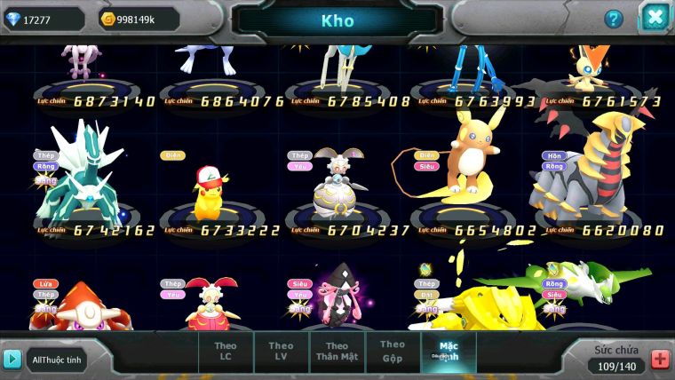 Mã : #TTS7071 - S1123 - BXH: 6 - V17 - Kiếm Khiên Dynamax Ho-oh CHD Arceus Thép Dnm Yvetal Unvoa Bá Chủ + WB Dnm