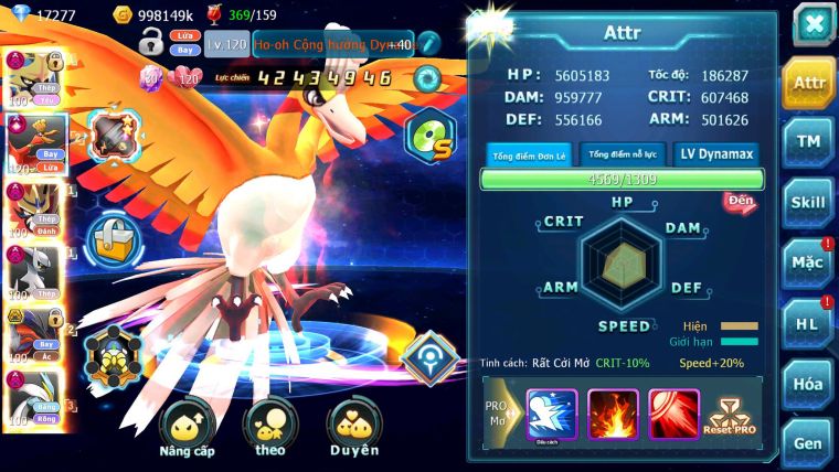 Mã : #TTS7071 - S1123 - BXH: 6 - V17 - Kiếm Khiên Dynamax Ho-oh CHD Arceus Thép Dnm Yvetal Unvoa Bá Chủ + WB Dnm