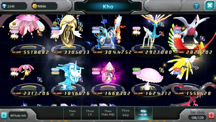 Mã : #TTS7076 - S1727 - 562S - Diancie TapuFini Bc Xerm Unvoa Rắn Băng Nhiều Pet HT