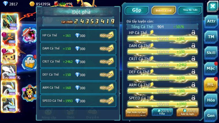 Mã : #TTS7075 - S34 - V12 - BXH:!7 - Rayquaza Bc Ho-oh Dnm Pikachu Dnm Unvoa WB bc nhiều Pet HT