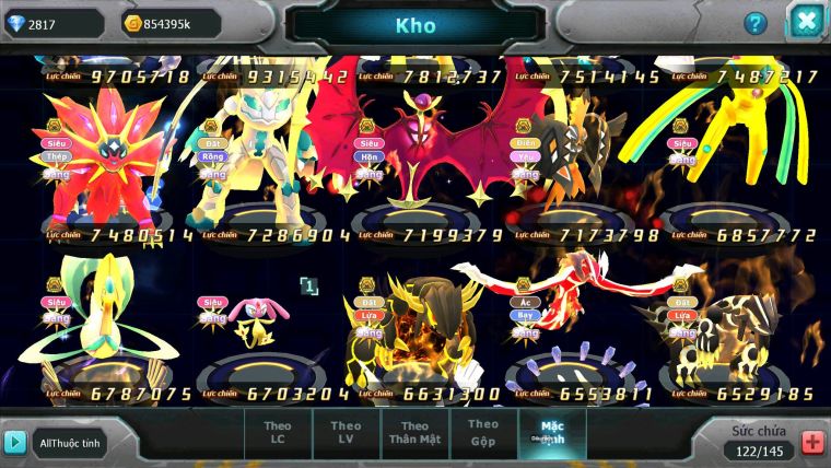 Mã : #TTS7075 - S34 - V12 - BXH:!7 - Rayquaza Bc Ho-oh Dnm Pikachu Dnm Unvoa WB bc nhiều Pet HT