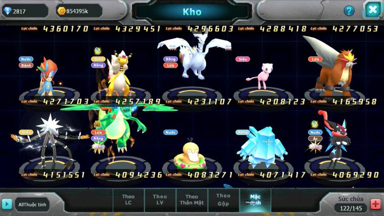 Mã : #TTS7075 - S34 - V12 - BXH:!7 - Rayquaza Bc Ho-oh Dnm Pikachu Dnm Unvoa WB bc nhiều Pet HT