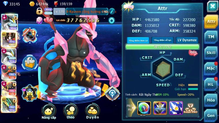 Mã : #TTS7073 - S1055 - V15 - BXH: 7 - 1875S - Black White Ho-oh Arou CHD Cặp Z Bá Chủ Nhiều Pet HT