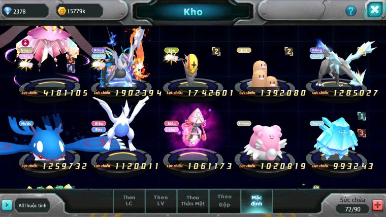 Mã : #TTS7085 - S1901 - BXH : 11 - V7 - Diancie Dnm Unvoa Lugia Kyogre Lele nhiều pet ht