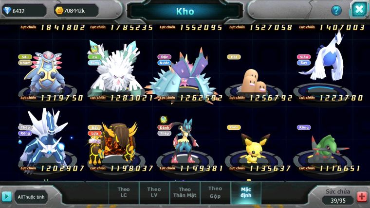 Mã : #TTS7082 - S1874 - V5 -BXH : 6 - Unvoa WB Bá Chủ Kyogre Zoroa Mes Jirachi Nhiều Pet HT