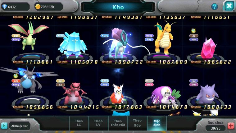 Mã : #TTS7082 - S1874 - V5 -BXH : 6 - Unvoa WB Bá Chủ Kyogre Zoroa Mes Jirachi Nhiều Pet HT