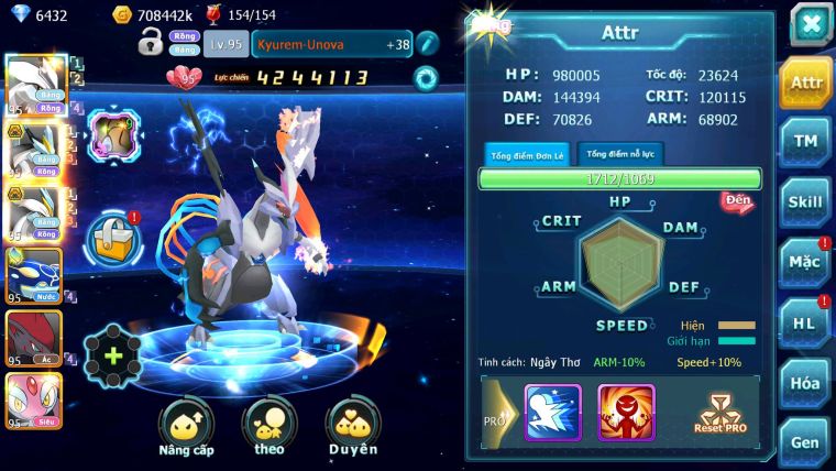 Mã : #TTS7082 - S1874 - V5 -BXH : 6 - Unvoa WB Bá Chủ Kyogre Zoroa Mes Jirachi Nhiều Pet HT