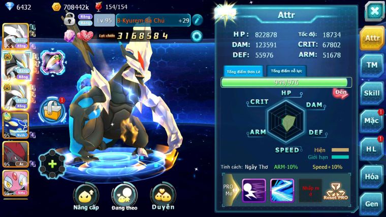 Mã : #TTS7082 - S1874 - V5 -BXH : 6 - Unvoa WB Bá Chủ Kyogre Zoroa Mes Jirachi Nhiều Pet HT