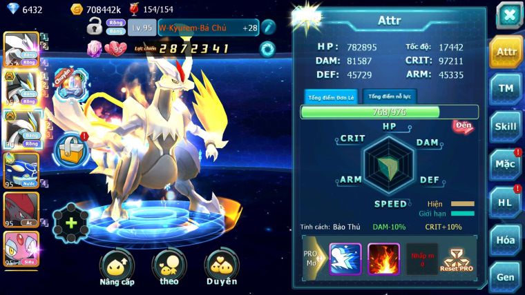 Mã : #TTS7082 - S1874 - V5 -BXH : 6 - Unvoa WB Bá Chủ Kyogre Zoroa Mes Jirachi Nhiều Pet HT