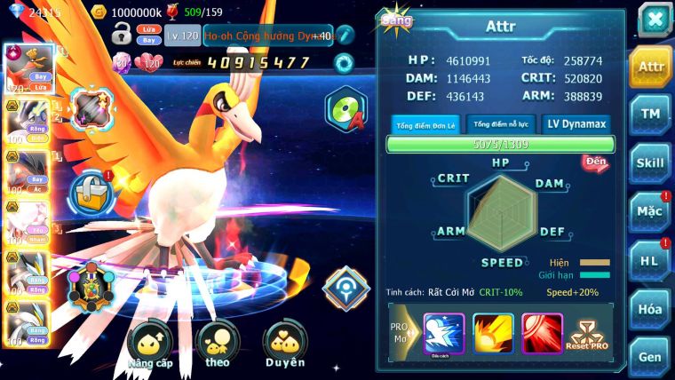 Mã : #TTS7090 - S1439 - BXH : 23 - V14 - 24K KC - Ho-oh CHD Miraidon Bc Yvetal Diancie WB Qvld Nhiều Pet BC