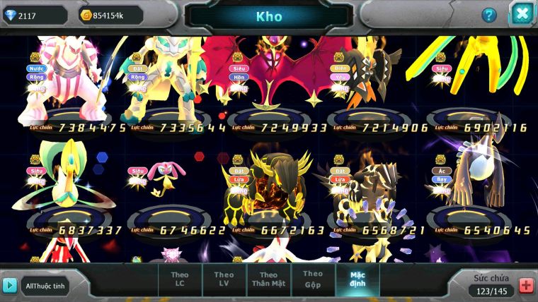 Mã : #TTS7098 - S34 - V12 - BXH : 17 - Rayquaza Bc Ho-oh Dnm Pikachu Dnm Unvoa WB Bc Z100 BC Nhiêu Pet Ht