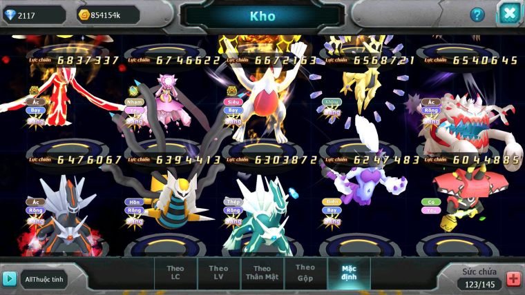 Mã : #TTS7098 - S34 - V12 - BXH : 17 - Rayquaza Bc Ho-oh Dnm Pikachu Dnm Unvoa WB Bc Z100 BC Nhiêu Pet Ht