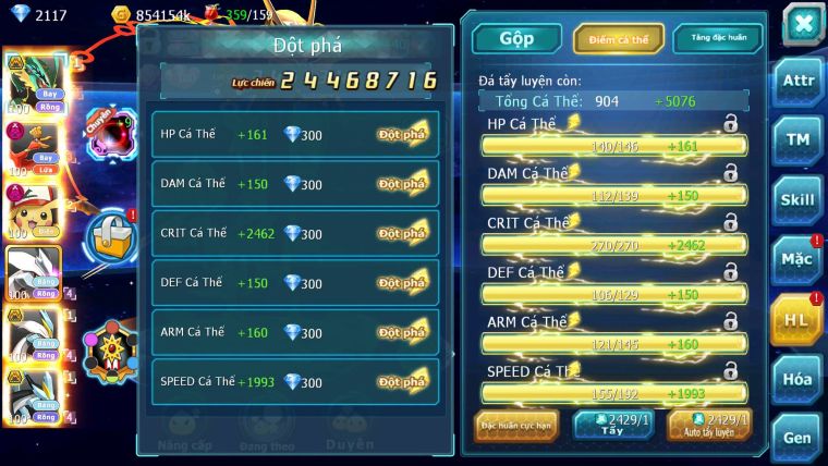 Mã : #TTS7098 - S34 - V12 - BXH : 17 - Rayquaza Bc Ho-oh Dnm Pikachu Dnm Unvoa WB Bc Z100 BC Nhiêu Pet Ht