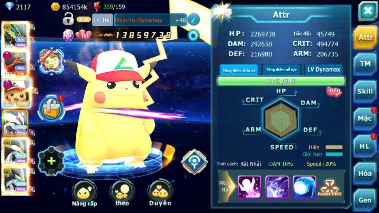 Mã : #TTS7098 - S34 - V12 - BXH : 17 - Rayquaza Bc Ho-oh Dnm Pikachu Dnm Unvoa WB Bc Z100 BC Nhiêu Pet Ht
