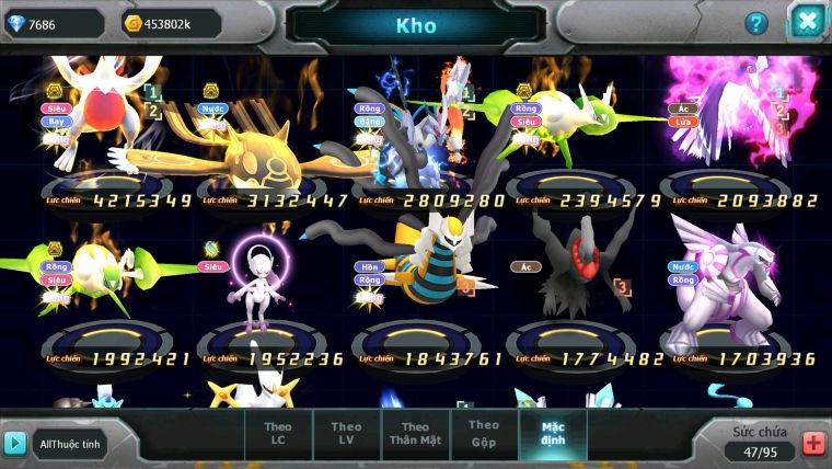 Mã : #TTS7095 - S1713 - V1 - Lugia Bá Chủ Kyogre Bc Unvoa Cặp Lati Bc Drak ho-oh Nhiều Pet Ht