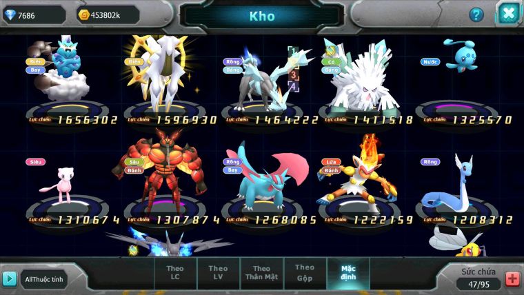Mã : #TTS7095 - S1713 - V1 - Lugia Bá Chủ Kyogre Bc Unvoa Cặp Lati Bc Drak ho-oh Nhiều Pet Ht