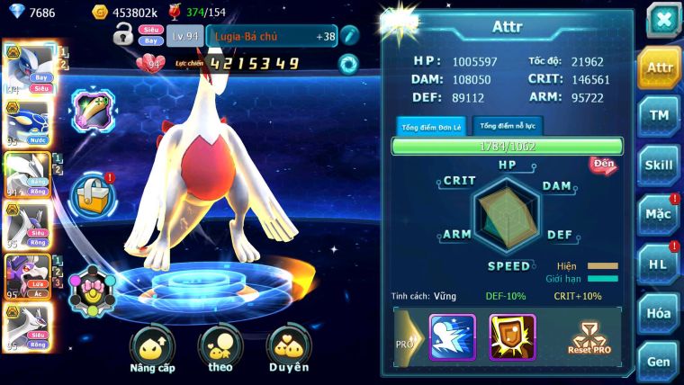 Mã : #TTS7095 - S1713 - V1 - Lugia Bá Chủ Kyogre Bc Unvoa Cặp Lati Bc Drak ho-oh Nhiều Pet Ht