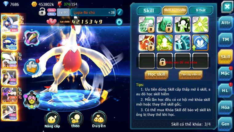 Mã : #TTS7095 - S1713 - V1 - Lugia Bá Chủ Kyogre Bc Unvoa Cặp Lati Bc Drak ho-oh Nhiều Pet Ht