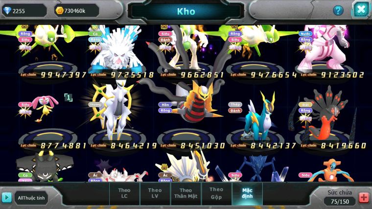 Mã : #TTS7103 - S804 - V15 -BXH: 3 - Top5-6/C13 - White Black Ho-oh Yvetal Max Rayquaza Dnm Nhiều Pet HT