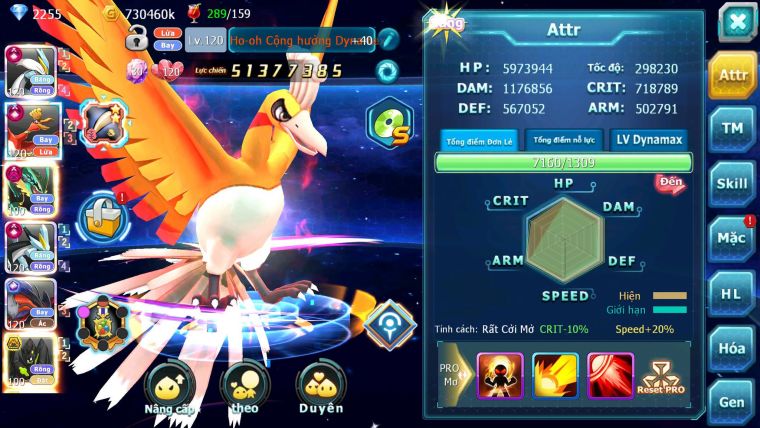 Mã : #TTS7103 - S804 - V15 -BXH: 3 - Top5-6/C13 - White Black Ho-oh Yvetal Max Rayquaza Dnm Nhiều Pet HT
