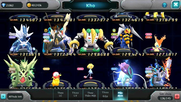 Mã : #TTS7112 - S1860 - V15 - BXH:7 - Sáng Thế Dynamax Celebi Bc Zoroa Bc Drak ho-oh Bc Cặp Lati bá chủ