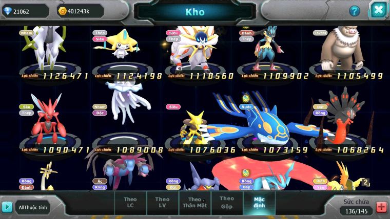 Mã : #TTS7112 - S1860 - V15 - BXH:7 - Sáng Thế Dynamax Celebi Bc Zoroa Bc Drak ho-oh Bc Cặp Lati bá chủ
