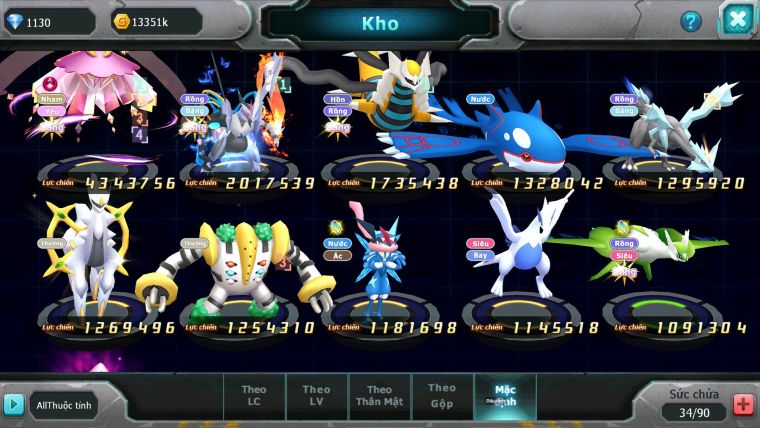 Mã : #TTS7118 - S1901 - V7 - Diancie Dnm Unvoa Giratina Kyogre Nhiều Pet HT
