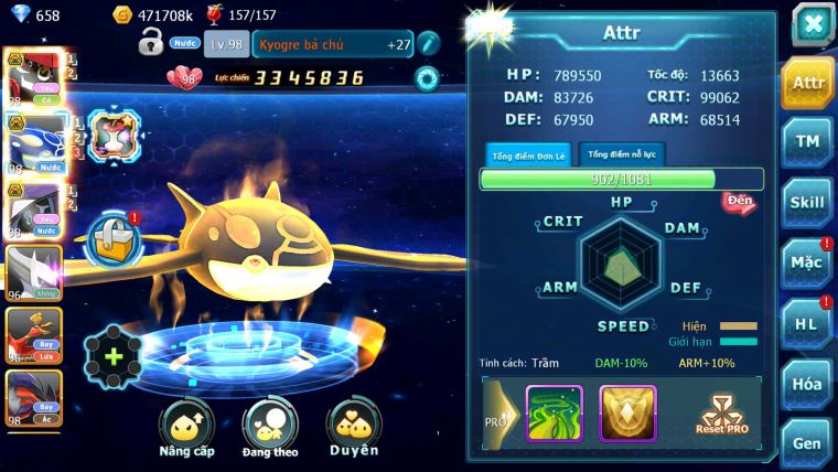 Mã : #TTS7124 - S1578 - V11 - Tapu Bulu Bc Kyogre Bc Tapu Fini Bc ST Raikou Nhiều Pet HT