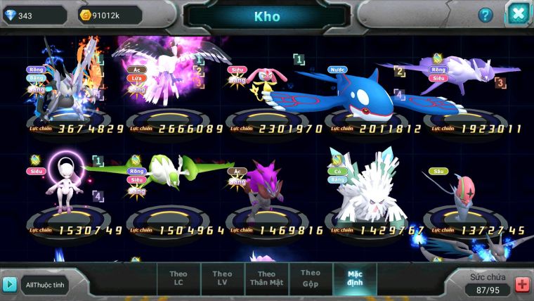 Mã : #TTS7129 - S1803 - V7 - Unvoa Drak ho-oh mes kyogre cặp lati