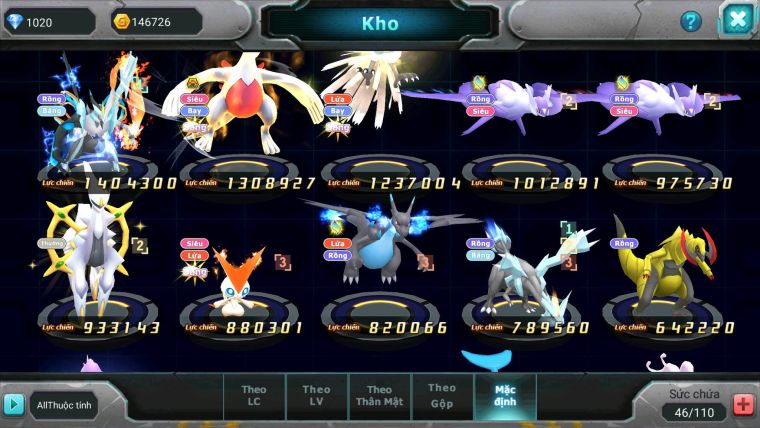 Mã : #TTS7136 - S1830 - Unvoa Lugia Bá Chủ Ho-oh Cặp Lati Nhiều pet ht