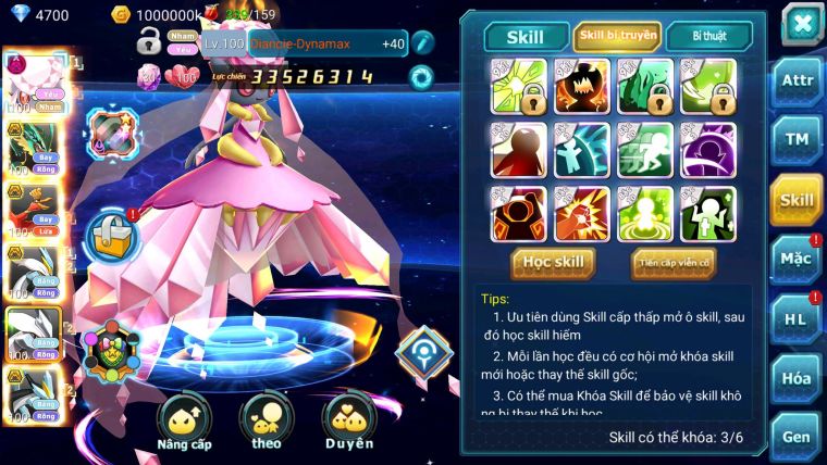 Mã : #TTS7135 - S216 - BXH:11 - V12 - 120M Diancie CH - Diancie Dnm Rayquaza BC Ho-oh BC  WB Bá Chủ Unvoa Mew giáp bc nhiều pet bc
